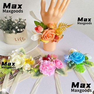 Maxg สร้อยข้อมือ ริบบิ้นผ้าไหม แฮนด์เมด ปรับได้ ลายดอกไม้ ดอกกุหลาบ สําหรับเจ้าสาว งานพรอม เต้นรํา เพื่อนเจ้าสาว น้องสาว เครื่องแต่งกาย