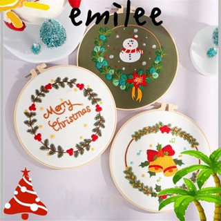 EMILEE ชุดอุปกรณ์เย็บปักถักร้อย แฮนด์เมด ลายซานตาคลอส คริสต์มาส DIY สําหรับผู้เริ่มต้น ตกแต่งบ้าน