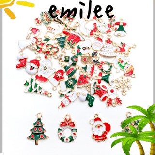 Emilee จี้ฟิกเกอร์เรซิ่น รูปการ์ตูนกวาง สโนว์แมน ซานตาคลอส ขนาดเล็ก แฮนด์เมด DIY สําหรับแขวนตกแต่งบ้าน คริสต์มาส 20-100 ชิ้น