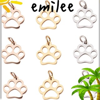 Emilee จี้สเตนเลสอัลลอย รูปสุนัขน่ารัก ทรงกลม สีทอง สีโรสโกลด์ ขนาด 16*12 มม. DIY สําหรับสัตว์เลี้ยง สุนัข