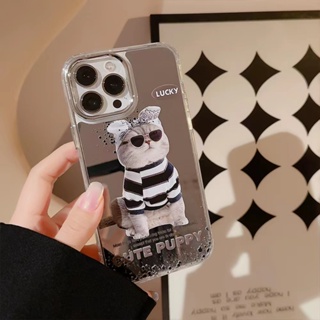 เคสป้องกันโทรศัพท์มือถือกระจก ชุบไฟฟ้า ลายการ์ตูนแมวน่ารัก สําหรับ Apple iPhone 13 12 PROMAX XS 13 PROPHONE 14 78 PLUS 14 PROMAX 14