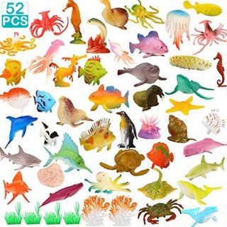 52PCS Simulation Marine Animals Model Educational Underwater Creatures Toy