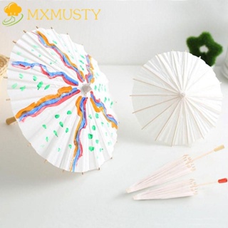 Mxmusty ร่มกระดาษ สีขาว 1 ชิ้น คลาสสิก DIY ครบรอบ สําหรับอาบน้ําเด็ก พร็อพถ่ายรูปตกแต่ง แฮนด์เมด