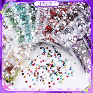 ♕ 1440pcs Nail Art Flat-bottomed Round Jewelry Colorful Super Flash Rhinestone Nail Decoration Manicure Tool For Nail Shop 36 Designs UPBEST