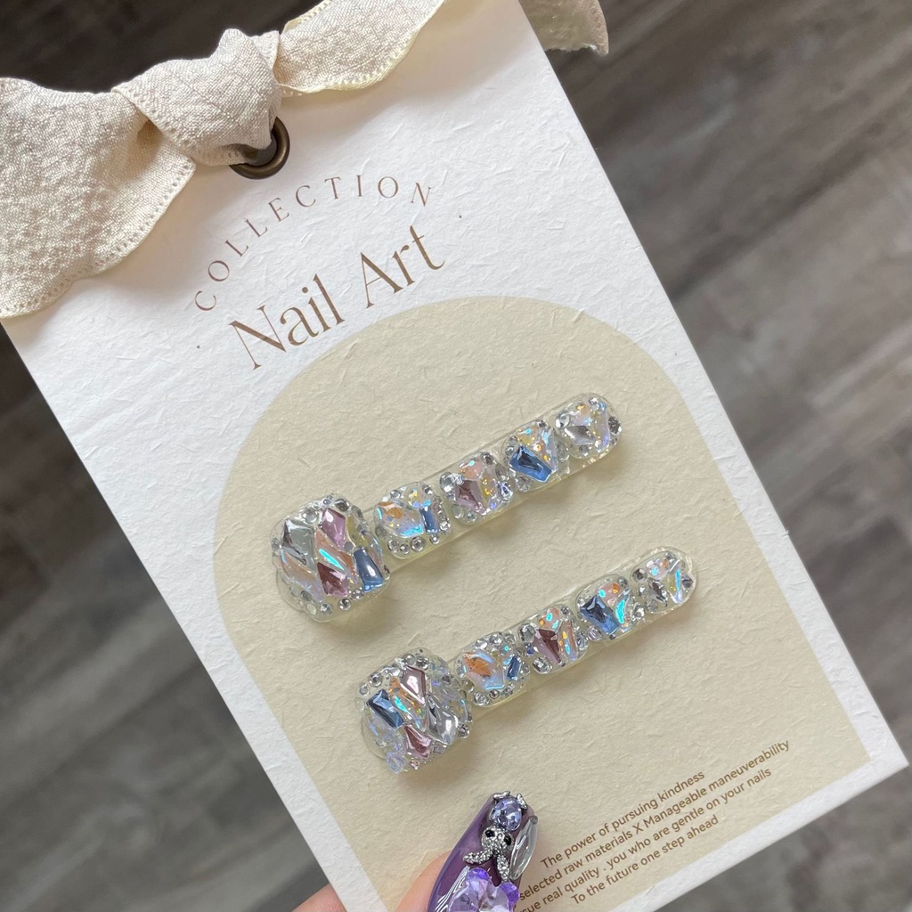 【HANDMADE】เล็บปลอม ประดับเพชร หลากสี นํากลับมาใช้ใหม่ได้ และถอดออกได้ สําหรับตกแต่งเล็บเท้า