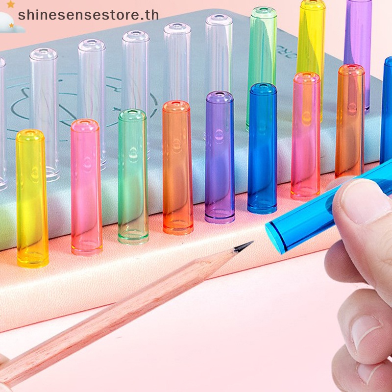 Shine ฝาครอบดินสอพลาสติกใส สีแคนดี้ สําหรับนักเรียน เด็ก 6 ชิ้น