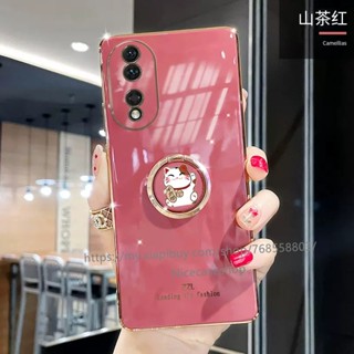 ใหม่ เคสโทรศัพท์มือถือ TPU ชุบสีแคนดี้ พร้อมขาตั้ง รูปแมวน่ารัก สําหรับ Honor90 Honor 70 90 Lite 5G 2023 Honor 90 Lite