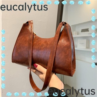 Eucalytus1 กระเป๋าสะพายไหล่ กระเป๋าถือลําลอง สายโซ่ สีพื้น แฟชั่นเรโทร สําหรับสตรี