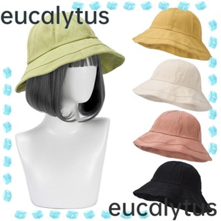 Eucalytus1 หมวกชาวประมง แบบพกพา หมวกกันแดด พับได้ กลางแจ้ง