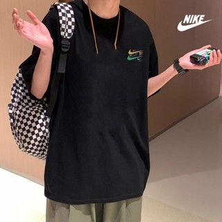 Nike เสื้อยืดแขนสั้นลําลอง พิมพ์ลายโลโก้ ระบายอากาศ สําหรับผู้ชาย ของแท้ 100%