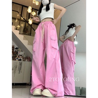 2TOYOUNG  กางเกงขายาว คาร์โก้ กางเกง เชือกอเมริกันคลาสิค Cargo pants 2023 NEW AG080913 ทันสมัย Chic Comfortable สบาย A20M08V 36Z230909