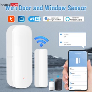 Tuya Smart Wifi Door Sensor Window Sensor Door Magnetic Alarm Detector เซ็นเซอร์แม่เหล็กอิสระทำงานร่วมกับ Alexa Google Home homelove