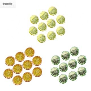 【DREAMLIFE】Lifelike Lemon Slice Decor Pack of 10 Artificial Fruits for Home and Party Decor