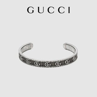 [พร้อมกล่องบรรจุภัณฑ์] พร้อมส่ง GUCCI GUCCI Double G สร้อยข้อมือเงิน สําหรับผู้ชาย