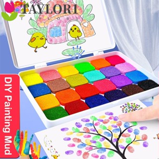 Taylor1 โคลนวาดภาพระบายสีนิ้วมือ แบบแห้งเร็ว ล้างทําความสะอาดได้ DIY 12 24 ชิ้น ต่อชุด