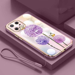 [ฟรีสายคล้อง] เคสซิลิโคนนิ่ม ทรงสี่เหลี่ยม ลายดอกไม้ ดอกแดนดิไลออน สําหรับ Xiaomi 13 Lite 13 Ultra 13 Pro Xiaomi 12 Lite 12 Pro