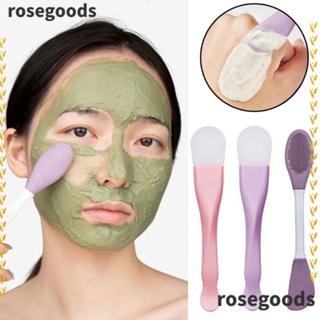 Rosegoods1 3 ชิ้น เครื่องมือแต่งหน้า, แปรงนวดหน้าสองหัว, ซิลิโคนเจลโคลนทนทาน ที่ขูดฟิล์มผู้หญิงความงามดูแลผิวหน้านุ่ม