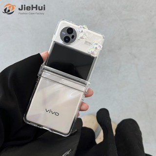 Jiehui เคสโทรศัพท์มือถือ ประดับคริสตัล ลายหมี สามมิติ หลากสี สําหรับ vivo X Flip