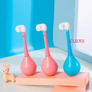 Cleoes แปรงสีฟันสามด้าน แบบพกพา เดินทาง แปรงซิลิโคนน่ารัก ทําความสะอาดช่องปาก สุขภาพช่องปาก รูปตัว U ห่อของเล่นเด็ก แปรงสีฟัน