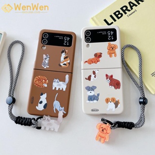 Wenwen เคสโทรศัพท์มือถือ ลายแมว และสุนัข แฟชั่น สําหรับ Samsung Z Flip5 Z Flip4 Z Flip3