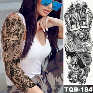 Queen of Spades Sexy Cross Dove Poker Man Woman Glitter Tatu Transfer Tattoo Semi Permanent Tattoo Sleeve Body Art Gomette Tato Sell Well