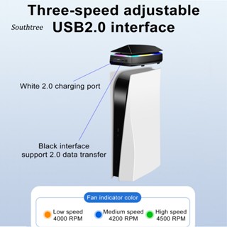 Sou_ พัดลมระบายความร้อน Ps5 ความเร็วสูง พร้อมไฟ Led Rgb เสียงรบกวนต่ํา สําหรับเล่นเกม