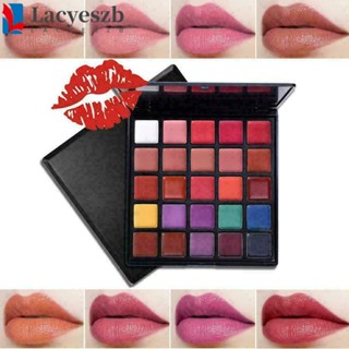 Lacyeszb พาเลทลิปสติก 25 สี สีดํา แวววาว ความงาม กันน้ํา สีม่วง แต่งหน้า ริมฝีปาก