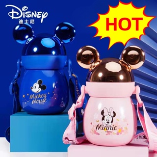 Graby2023 Disney กระติกน้ําร้อนสเตนเลสแท้ พร้อมหลอดดูด ลายมิกกี้ มินนี่ แบบพกพา สําหรับเด็กอนุบาล [ค่า CP สุดเท่]