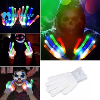 ถุงมือคริสต์มาส มีไฟ LED สีรุ้ง หลากสีสัน สําหรับฮาโลวีน U6W8