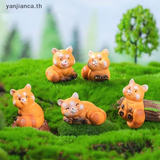 Yanca ฟิกเกอร์เรซิ่น รูปแพนด้า สีแดงน่ารัก สําหรับตกแต่งบ้านตุ๊กตา 1 ชิ้น