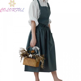 【COLORFUL】Cotton Linen Apron Adjustable Art Apron Bar Beautiful Best Gifts Coffee Shop