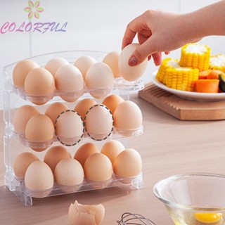 【COLORFUL】Eggs Holder Keep Eggs Neat Large Capacity Three Layer Design Convenient