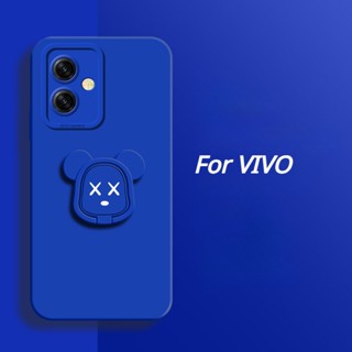 เคสโทรศัพท์มือถือ ซิลิโคน ลายหมีน่ารัก พร้อมแหวนขาตั้งแม่เหล็ก สําหรับ VIVO Y27 Y36 V29 Lite Y35 Y16 Y02S 4G 5G