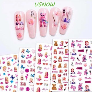 Usnow สติกเกอร์ ลายการ์ตูนบาร์บี้ สีสันสดใส สําหรับตกแต่งเล็บ