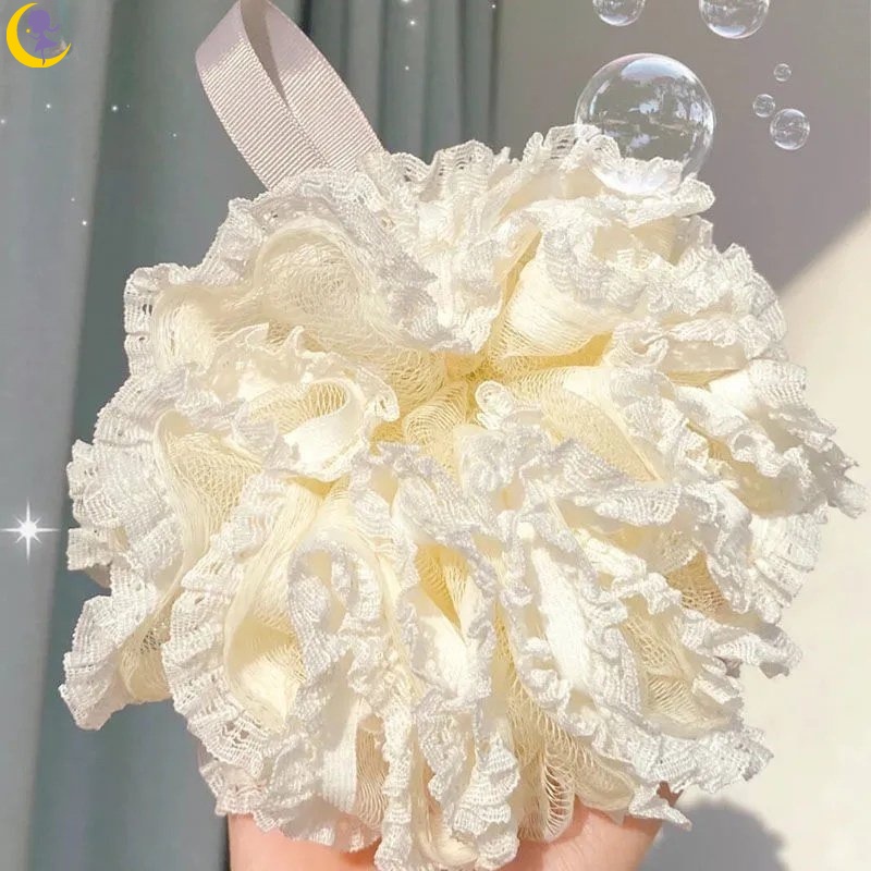 ลูกบอลตาข่ายอาบน้ํา แต่งลูกไม้ ลายดอกไม้ แบบนิ่มมาก สําหรับอาบน้ํา