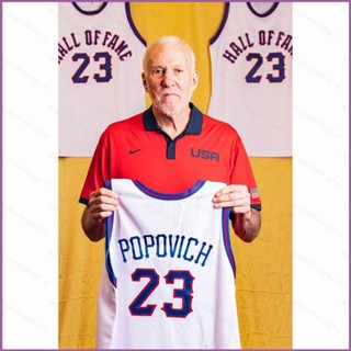 เสื้อกีฬาบาสเก็ตบอล ลายทีม Ani 2023-2024 NBA Hall Of Fame Popovich พลัสไซซ์ สําหรับผู้ชาย และผู้หญิง