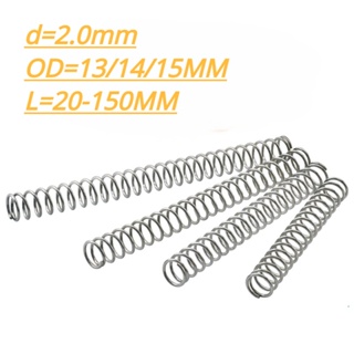 【XCF】สปริงบีบอัด D2.0 มม. OD13 14 15 มม. ยาว 15 มม.-150 มม. SUS304