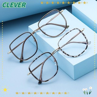 Clever แว่นตา เลนส์ทรงสี่เหลี่ยม ป้องกันรังสี น้ําหนักเบา สีฟ้า สไตล์วินเทจ