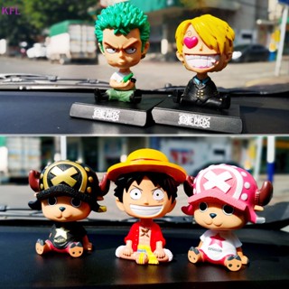 (KFL) ขายดี ตุ๊กตาหัวเขย่า การ์ตูนอนิเมะ Luffy Zoro Bobblehead สําหรับตกแต่งภายในรถยนต์