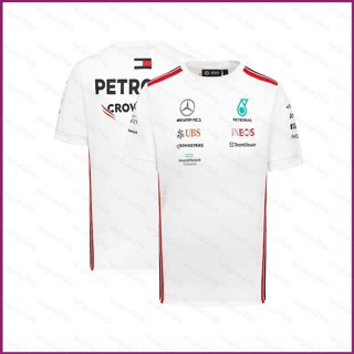 เสื้อยืดแขนสั้น ลายทีมแข่งรถ Mercedes AMG F1 สีขาว พลัสไซซ์ YP2 2023 PY2