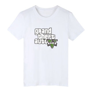 Alimoo เสื้อยืดแขนสั้น ผ้าฝ้าย พิมพ์ลาย Grand Theft Auto Game GTA 5 สําหรับผู้ชาย 1479B 379723