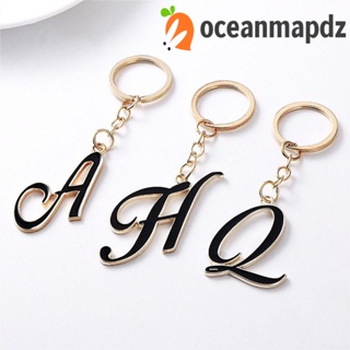 Oceanmapdz พวงกุญแจโลหะ ลายตัวอักษรภาษาอังกฤษ A To Z 26 ตัว สีดํา ของขวัญวันเกิด DIY