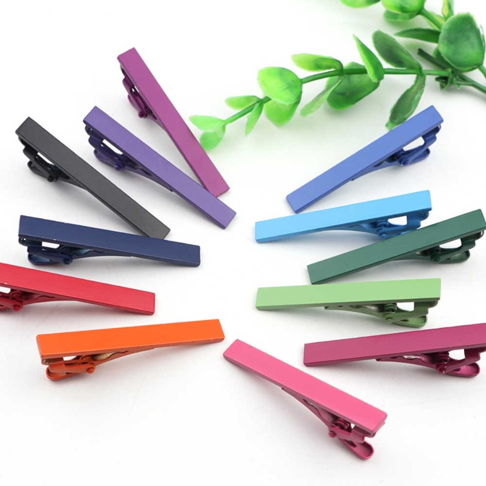 Zonfaz 5 ซม.ออกแบบเนคไทคลิปสําหรับผู ้ ชายแฟชั ่ นสีทึบโลหะ Tie คลิป Candy สี Clasp Pin อุปกรณ ์ เสริมของขวัญ
