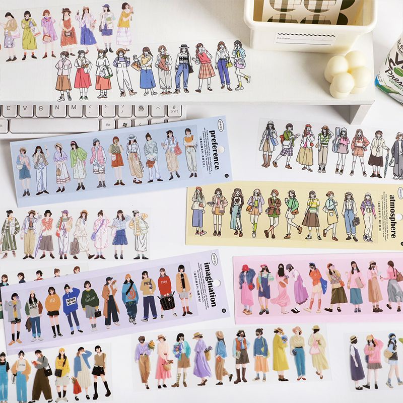 Mohamm สติกเกอร์ PET ลายการ์ตูนเด็กผู้หญิงน่ารัก 3 แผ่น สําหรับตกแต่งสมุดภาพ DIY