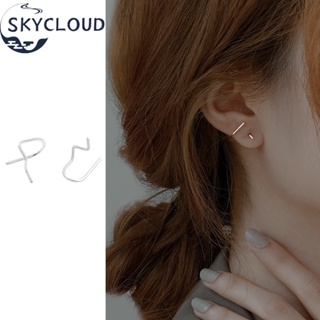 Skycloud ต่างหูสตั๊ด เงิน S925 ทรงเรขาคณิต เครื่องประดับแฟชั่น สไตล์เกาหลี สําหรับผู้หญิง