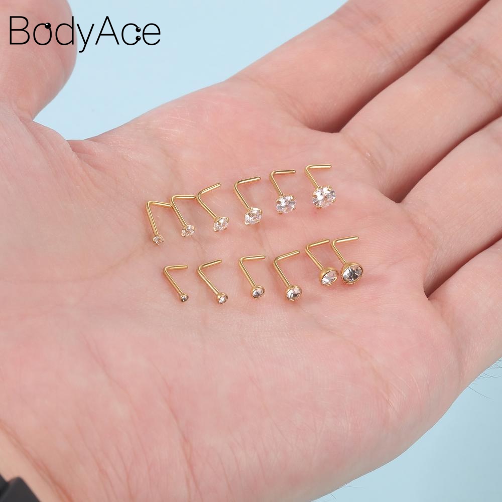 Bodyace จิวเจาะจมูก สเตนเลส คริสตัล เพทาย รูปตัว S 1.5 2 รูปที่ 3