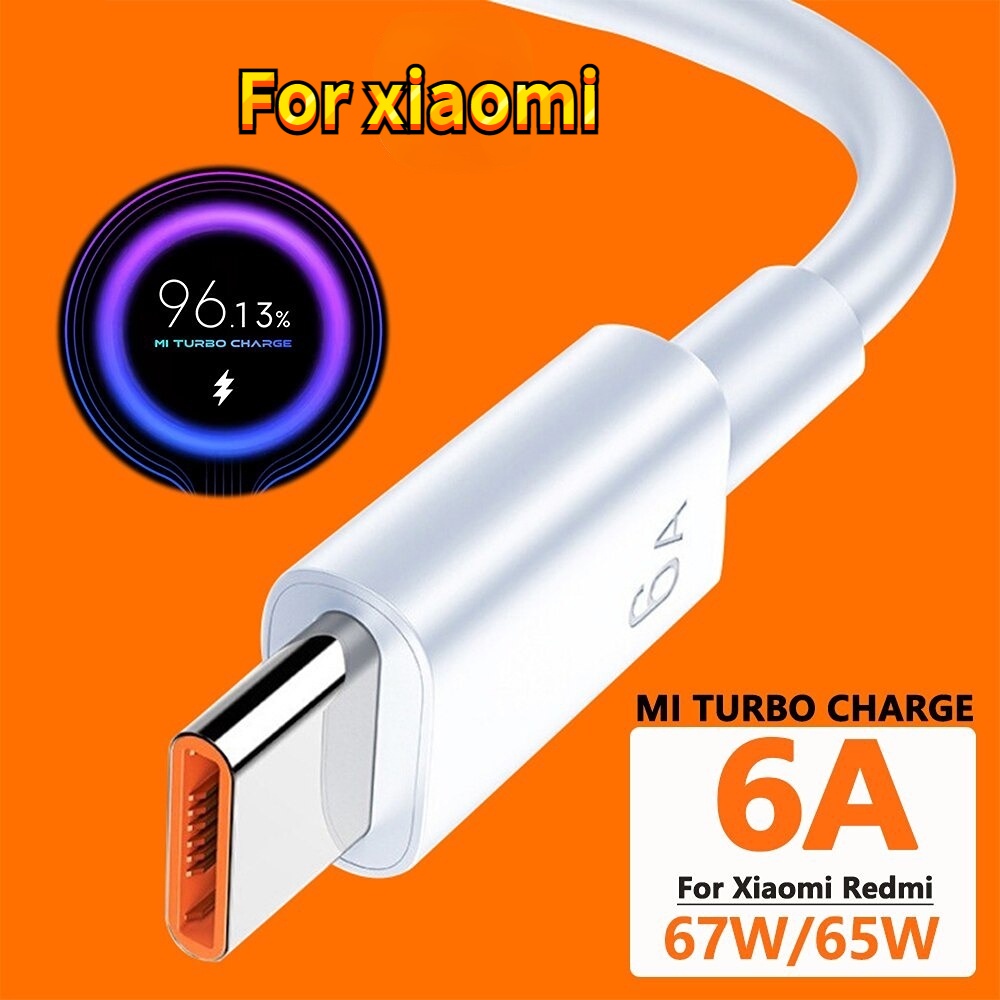 （จัดส่ง24ชม）6A Type-C สายชาร์จข้อมูลแบบเร็ว 66W สายชาร์จข้อมูลแบบเร็วสุดสำหรับ For Xiaomi และ For Huawei