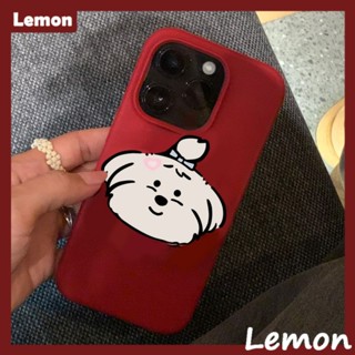 [Lemon] เคสโทรศัพท์มือถือนิ่ม ลายสุนัขมอลต์น่ารัก สีไวน์แดงวาว สไตล์เกาหลี สําหรับ Iphone 14pro 14promax 13 13pro 13promax 11 12 12pro 12promax XR XSMAX 7P 8P