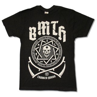 เสื้อยืดแขนสั้นBring me the Horizon crooked young black T-shirt brand new official adult BMTHS-5XL