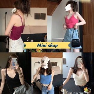 Mini shop🌸พร้อมส่ง🌸 (54161) เสื้อสายเดี่ยวไหมพรม สีน่ารักมี5สี ใส่สบายมาก